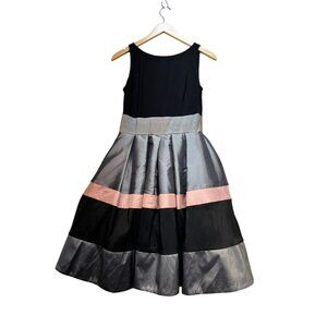 S.L. Fashions Womens Fit & Flare Party Dress Size 6 Black Metallic Sleeveless